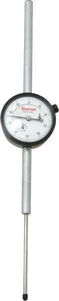 Starrett - 3" Range, 0-100 Dial Reading, 0.001" Graduation Dial Drop Indicator - 2-1/4" Dial, 0.1" Range per Revolution, Revolution Counter - USA Tool & Supply