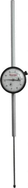 Starrett - 4" Range, 0-100 Dial Reading, 0.001" Graduation Dial Drop Indicator - 2-1/4" Dial, 0.1" Range per Revolution, Revolution Counter - USA Tool & Supply