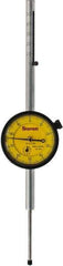 Starrett - 50mm Range, 0-100 Dial Reading, 0.01mm Graduation Dial Drop Indicator - 2-1/4" Dial, 0.0394" Range per Revolution, Revolution Counter - USA Tool & Supply