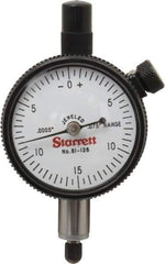 Starrett - 0.075" Range, 0-15-0 Dial Reading, 0.0005" Graduation Dial Drop Indicator - 1-11/16" Dial, 0.03" Range per Revolution, Revolution Counter - USA Tool & Supply