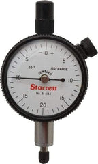 Starrett - 0.1" Range, 0-20-0 Dial Reading, 0.001" Graduation Dial Drop Indicator - 1-11/16" Dial, 0.04" Range per Revolution, Revolution Counter - USA Tool & Supply