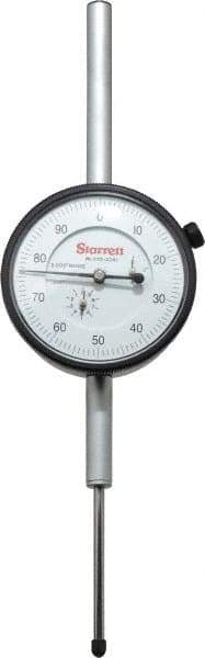 Starrett - 2" Range, 0-100 Dial Reading, 0.001" Graduation Dial Drop Indicator - 2-3/4" Dial, 0.1" Range per Revolution - USA Tool & Supply
