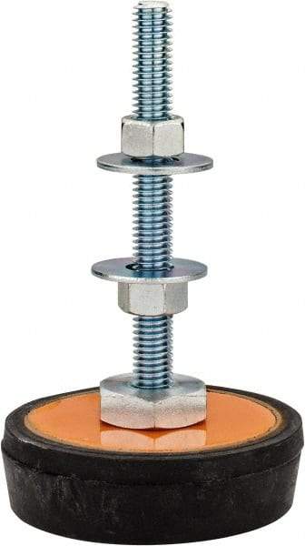 Mason Ind. - 1/2-13 Bolt Thread, 3.38" Wide Standard Deflection Stud Mount Leveling Pad & Mount - 1,000 Max Lb Capacity, 3-3/8" Base Diam - USA Tool & Supply