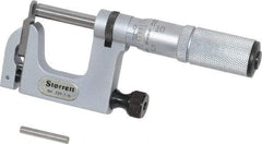 Starrett - 0 to 1 Inch Range, Carbide Face, Satin Chrome Coated, Mechanical Multi Anvil Micrometer - Friction Thimble, 0.001 Inch Graduation, 0.0002 Inch Accuracy - USA Tool & Supply