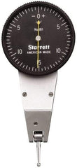 Starrett - 0.03 Inch Range, 0.0005 Inch Dial Graduation, Horizontal Dial Test Indicator - 1-3/8 Inch Black Dial, 0-15-0 Dial Reading - USA Tool & Supply