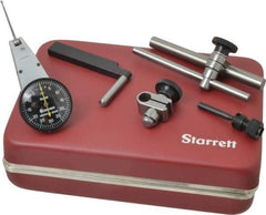 Starrett - 7 Piece, 0" to 0.06" Measuring Range, 1-3/8" Dial Diam, 0-30-0 Dial Reading, Black Dial Test Indicator Kit - 1-5/16" Contact Point Length, 2mm Ball Diam, 0.001" Dial Graduation - USA Tool & Supply