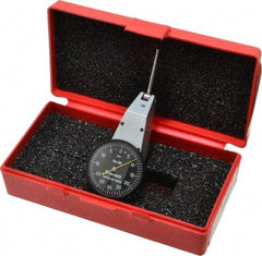 Starrett - 0.06 Inch Range, 0.001 Inch Dial Graduation, Horizontal Dial Test Indicator - 1-3/8 Inch Black Dial, 0-30-0 Dial Reading - USA Tool & Supply