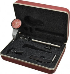 Starrett - 7 Piece, 0" to 0.03" Measuring Range, 1-3/8" Dial Diam, 0-15-0 Dial Reading, Red Dial Test Indicator Kit - 5/8" Contact Point Length, 2mm Ball Diam, 0.0005" Dial Graduation - USA Tool & Supply