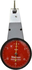 Starrett - 0.03 Inch Range, 0.0005 Inch Dial Graduation, Horizontal Dial Test Indicator - 1-3/8 Inch Red Dial, 0-15-0 Dial Reading - USA Tool & Supply