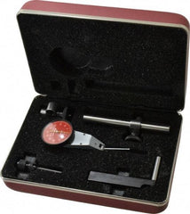 Starrett - 7 Piece, 0" to 0.06" Measuring Range, 1-3/8" Dial Diam, 0-30-0 Dial Reading, Red Dial Test Indicator Kit - 1-5/16" Contact Point Length, 2mm Ball Diam, 0.001" Dial Graduation - USA Tool & Supply