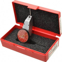 Starrett - 0.06 Inch Range, 0.001 Inch Dial Graduation, Horizontal Dial Test Indicator - 1-3/8 Inch Red Dial, 0-30-0 Dial Reading - USA Tool & Supply