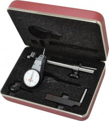 Starrett - 7 Piece, 0" to 0.03" Measuring Range, 1-3/8" Dial Diam, 0-15-0 Dial Reading, White Dial Test Indicator Kit - 5/8" Contact Point Length, 2mm Ball Diam, 0.0005" Dial Graduation - USA Tool & Supply