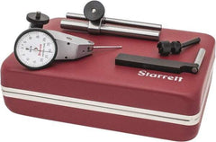 Starrett - 7 Piece, 0" to 0.06" Measuring Range, 1-3/8" Dial Diam, 0-30-0 Dial Reading, White Dial Test Indicator Kit - 1-5/16" Contact Point Length, 2mm Ball Diam, 0.001" Dial Graduation - USA Tool & Supply