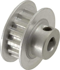 Power Drive - 14 Tooth, 1/4" Inside x 0.871" Outside Diam, Hub & Flange Timing Belt Pulley - 1/4" Belt Width, 0.891" Pitch Diam, 0.438" Face Width, Aluminum - USA Tool & Supply