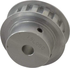 Power Drive - 15 Tooth, 3/8" Inside x 1.76" Outside Diam, Hub & Flange Timing Belt Pulley - 1/2" Belt Width, 1.79" Pitch Diam, 0.719" Face Width, Aluminum - USA Tool & Supply