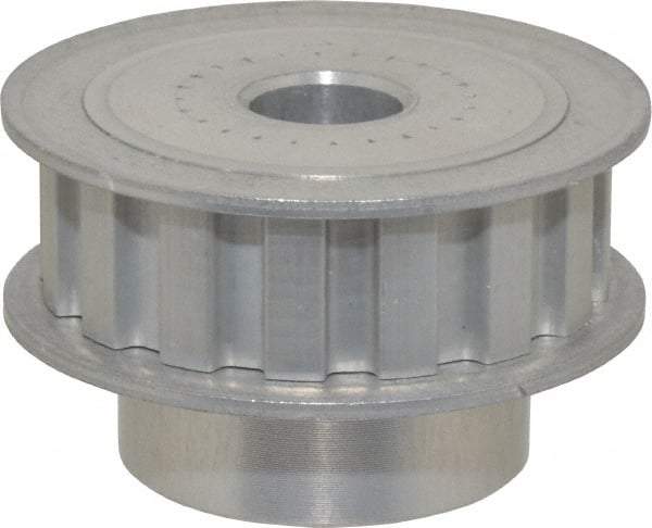 Power Drive - 16 Tooth, 1/2" Inside x 1.88" Outside Diam, Hub & Flange Timing Belt Pulley - 1/2" Belt Width, 1.91" Pitch Diam, 0.719" Face Width, Aluminum - USA Tool & Supply