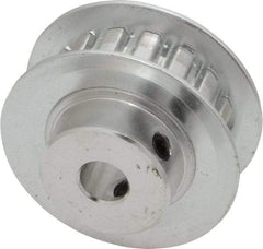 Power Drive - 16 Tooth, 1/4" Inside x 1" Outside Diam, Hub & Flange Timing Belt Pulley - 1/4" Belt Width, 1.019" Pitch Diam, 0.438" Face Width, Aluminum - USA Tool & Supply