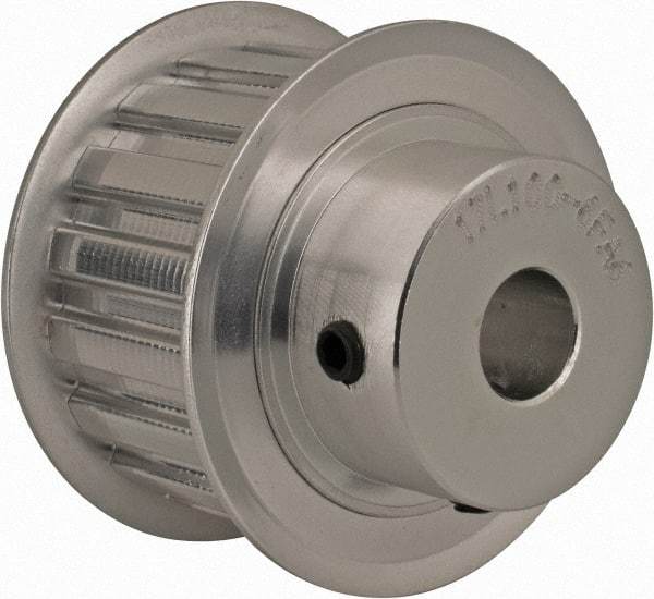 Power Drive - 17 Tooth, 1/2" Inside x 2" Outside Diam, Hub & Flange Timing Belt Pulley - 1" Belt Width, 2.029" Pitch Diam, 1-1/4" Face Width, Aluminum - USA Tool & Supply