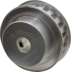 Power Drive - 18 Tooth, 1/2" Inside x 2.119" Outside Diam, Hub & Flange Timing Belt Pulley - 1/2" Belt Width, 2.149" Pitch Diam, 0.719" Face Width, Aluminum - USA Tool & Supply