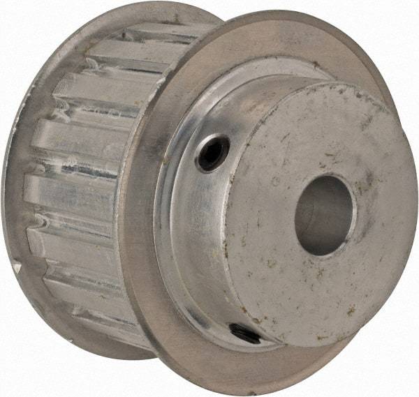 Power Drive - 19 Tooth, 1/2" Inside x 2.238" Outside Diam, Hub & Flange Timing Belt Pulley - 1" Belt Width, 2.268" Pitch Diam, 1-1/4" Face Width, Aluminum - USA Tool & Supply