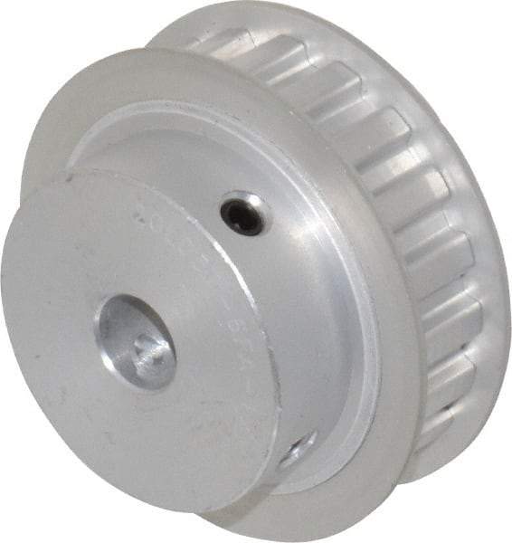 Power Drive - 20 Tooth, 1/2" Inside x 2.357" Outside Diam, Hub & Flange Timing Belt Pulley - 1/2" Belt Width, 2.387" Pitch Diam, 0.719" Face Width, Aluminum - USA Tool & Supply