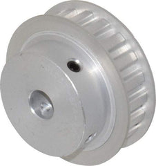 Power Drive - 20 Tooth, 1/2" Inside x 2.357" Outside Diam, Hub & Flange Timing Belt Pulley - 1/2" Belt Width, 2.387" Pitch Diam, 0.719" Face Width, Aluminum - USA Tool & Supply