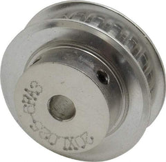 Power Drive - 20 Tooth, 1/4" Inside x 1.253" Outside Diam, Hub & Flange Timing Belt Pulley - 1/4" Belt Width, 1.273" Pitch Diam, 0.438" Face Width, Aluminum - USA Tool & Supply
