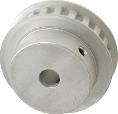 Power Drive - 21 Tooth, 1/2" Inside x 2.477" Outside Diam, Hub & Flange Timing Belt Pulley - 1/2" Belt Width, 2.507" Pitch Diam, 3/4" Face Width, Aluminum - USA Tool & Supply