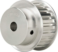 Power Drive - 21 Tooth, 1/2" Inside x 2.477" Outside Diam, Hub & Flange Timing Belt Pulley - 1" Belt Width, 2.507" Pitch Diam, 1-1/4" Face Width, Aluminum - USA Tool & Supply