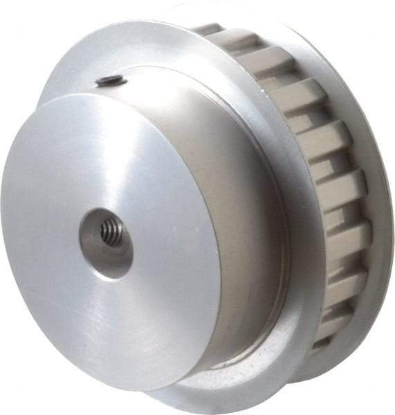 Power Drive - 22 Tooth, 1/2" Inside x 2.596" Outside Diam, Hub & Flange Timing Belt Pulley - 1/2" Belt Width, 2.626" Pitch Diam, 3/4" Face Width, Aluminum - USA Tool & Supply