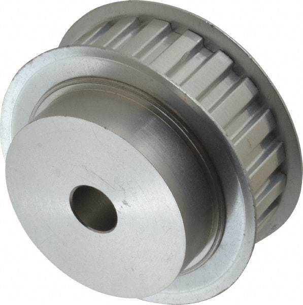 Power Drive - 22 Tooth, 1/2" Inside x 2.596" Outside Diam, Hub & Flange Timing Belt Pulley - 3/4" Belt Width, 2.626" Pitch Diam, 1" Face Width, Aluminum - USA Tool & Supply