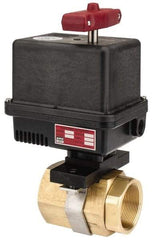 Gemini Valve - 2" Pipe, 720 psi WOG Rating Brass Electric Actuated Ball Valve - Reinforced PTFE Seal, Standard Port, Threaded (NPT) End Connection - USA Tool & Supply