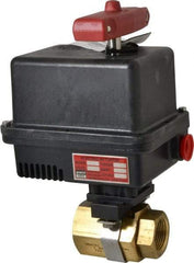 Gemini Valve - 1" Pipe, 720 psi WOG Rating Brass Electric Actuated Ball Valve - Reinforced PTFE Seal, Standard Port, Threaded (NPT) End Connection - USA Tool & Supply