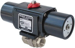 Gemini Valve - 1/2" Pipe, 720 psi WOG Rating Stainless Steel Pneumatic Spring Return with Solenoid Actuated Ball Valve - Reinforced PTFE Seal, Full Port, Threaded (NPT) End Connection - USA Tool & Supply