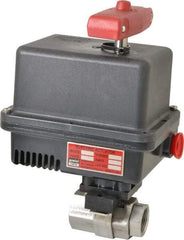 Gemini Valve - 3/4" Pipe, 720 psi WOG Rating Stainless Steel Electric Actuated Ball Valve - Reinforced PTFE Seal, Standard Port, Threaded (NPT) End Connection - USA Tool & Supply