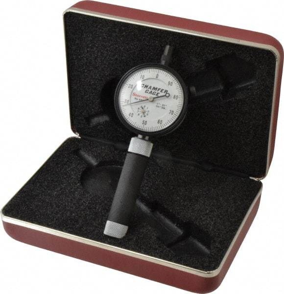 Starrett - 0 to 3/8", 0 to 90° Included Angle, Internal Chamfer Gage - White Hardened Tool Steel (Plunger), 3 Blade Plunger - USA Tool & Supply