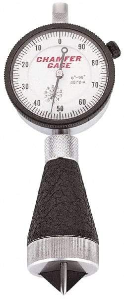 Starrett - 1/8 to 1/2", 90 to 127° Included Angle, External Chamfer Gage - White Hardened Tool Steel (Plunger), 3 Blade Plunger - USA Tool & Supply