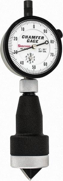 Starrett - 0 to 1", 0 to 90° Included Angle, Internal Chamfer Gage - White Hardened Tool Steel (Plunger), 3 Blade Plunger - USA Tool & Supply