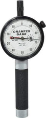 Starrett - 0 to 3/8", 90 to 127° Included Angle, Internal Chamfer Gage - White Hardened Tool Steel (Plunger), 3 Blade Plunger - USA Tool & Supply