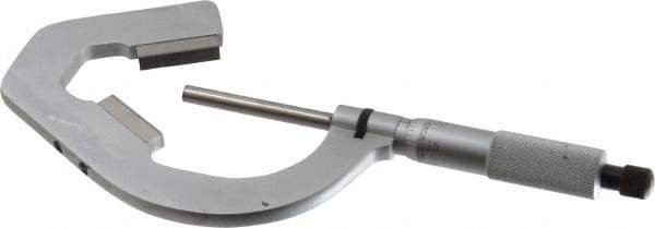 Starrett - 1 to 2 Inch Measurement, 0.0001 Inch Graduation, 3 Flutes Measured, Ratchet Stop Thimble, Mechanical V Anvil Micrometer - Satin Chrome Finish, Carbide - USA Tool & Supply