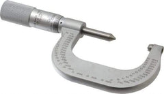 Starrett - 1 to 2" Range, Mechanical Screw Thread Micrometer - Plain Thimble, 0.001" Graduation, 0.004mm Accuracy - USA Tool & Supply