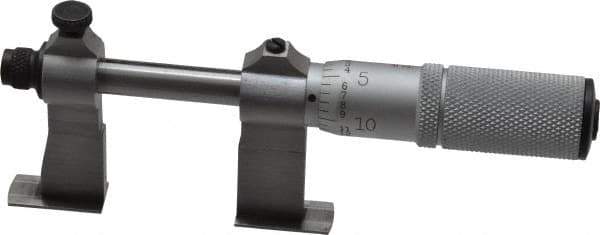 Starrett - 1-1/2 to 2-1/2 Inch Inside Measurement, Satin Chrome Finish, Mechanical Groove Micrometer - 0.001 Inch Graduation, 0.0002 Inch Accuracy, 5/64 Inch Groove Depth, Friction Thimble, Includes Lock Screw - USA Tool & Supply