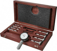 Starrett - 7 Anvil, 0.56 to 1.565" Dial Bore Gage Set - 0.0001" Graduation, 2-1/2" Gage Depth - USA Tool & Supply