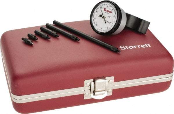 Starrett - 0 to 8.6 Inch Range, Steel, White Dial Depth Gage - 0.001 Inch Graduation, 2-1/2 Inch Base Measuring Length - USA Tool & Supply