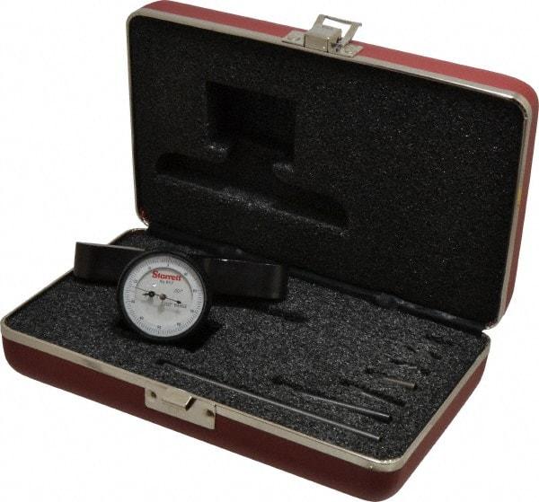 Starrett - 0 to 8.6 Inch Range, Steel, White Dial Depth Gage - 0.001 Inch Graduation, 4 Inch Base Measuring Length - USA Tool & Supply