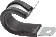 Made in USA - 3/4" Pipe, 3/4" Rod, Cushion Clamp - Gray & Black, Galvanized Steel & EPDM Cushion - USA Tool & Supply