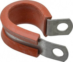 Made in USA - 3/4" Pipe, 3/4" Rod, Cushion Clamp - Gray & Red, Galvanized Steel & Silcone Cushion - USA Tool & Supply