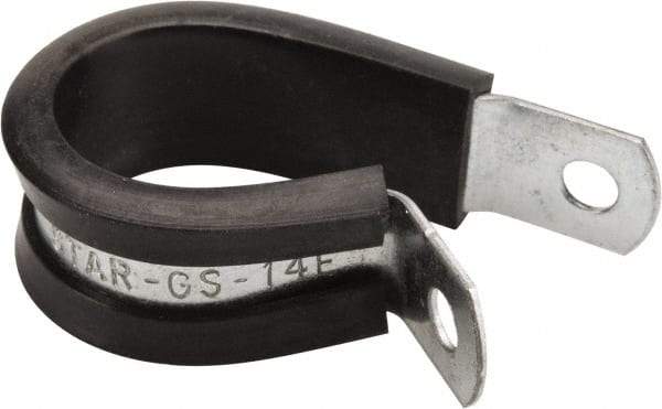 Made in USA - 7/8" Pipe, 7/8" Rod, Cushion Clamp - Gray & Black, Galvanized Steel & EPDM Cushion - USA Tool & Supply