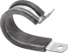 Made in USA - 1" Pipe, 1" Rod, Cushion Clamp - Gray & Black, Galvanized Steel & EPDM Cushion - USA Tool & Supply