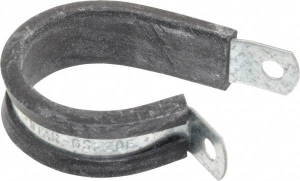 Made in USA - 1-1/4" Pipe, 1-1/4" Rod, Cushion Clamp - Gray & Black, Galvanized Steel & EPDM Cushion - USA Tool & Supply